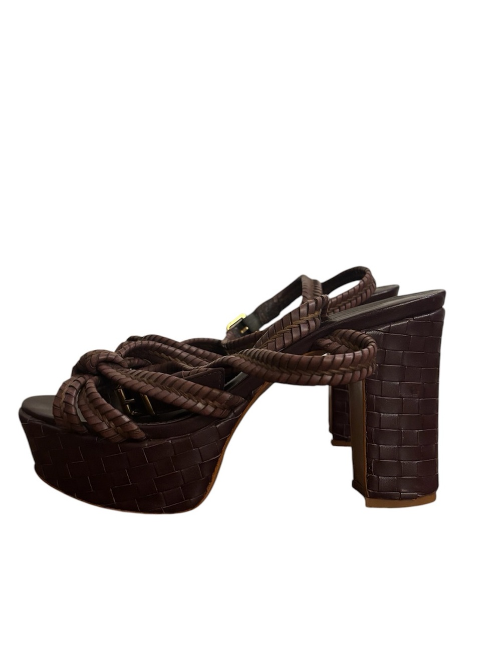 SCHUTZ Brown Braided Platform Sandals